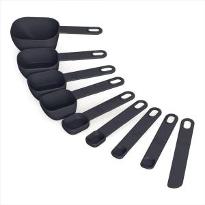 imagebella 9Piece Nested Measuring Cups amp Spoons Set Stackable 4 Cups 4 spoons 1 Leveler Nonslip handles Kitchen Cooking Baking Measuring Set BPA Free Dishwasher Safe OatmilkSlate