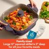 imagebella Make amp Take XL Electric Skillet Fitsanywhere kitchenware EverGood Ceramic Coating Adjustable Temperature amp DishwasherSafe Tempered Glass Lid Cast Aluminum Base 1200 Watt OatmilkPlum