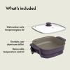 imagebella Make amp Take XL Electric Skillet Fitsanywhere kitchenware EverGood Ceramic Coating Adjustable Temperature amp DishwasherSafe Tempered Glass Lid Cast Aluminum Base 1200 Watt OatmilkPlum
