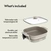imagebella Make amp Take XL Electric Skillet Fitsanywhere kitchenware EverGood Ceramic Coating Adjustable Temperature amp DishwasherSafe Tempered Glass Lid Cast Aluminum Base 1200 Watt OatmilkOatmilk