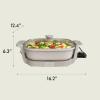 imagebella Make amp Take XL Electric Skillet Fitsanywhere kitchenware EverGood Ceramic Coating Adjustable Temperature amp DishwasherSafe Tempered Glass Lid Cast Aluminum Base 1200 Watt OatmilkOatmilk