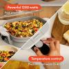 imagebella Make amp Take XL Electric Skillet Fitsanywhere kitchenware EverGood Ceramic Coating Adjustable Temperature amp DishwasherSafe Tempered Glass Lid Cast Aluminum Base 1200 Watt OatmilkOatmilk