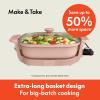 imagebella Make amp Take XL Electric Skillet Fitsanywhere kitchenware EverGood Ceramic Coating Adjustable Temperature amp DishwasherSafe Tempered Glass Lid Cast Aluminum Base 1200 Watt OatmilkBlossom