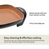 imagebella Make amp Take XL Electric Skillet Fitsanywhere kitchenware EverGood Ceramic Coating Adjustable Temperature amp DishwasherSafe Tempered Glass Lid Cast Aluminum Base 1200 Watt OatmilkCopper
