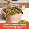 imagebella Make amp Take XL Electric Skillet Fitsanywhere kitchenware EverGood Ceramic Coating Adjustable Temperature amp DishwasherSafe Tempered Glass Lid Cast Aluminum Base 1200 Watt OatmilkBlossom