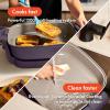 imagebella Make amp Take XL Electric Skillet Fitsanywhere kitchenware EverGood Ceramic Coating Adjustable Temperature amp DishwasherSafe Tempered Glass Lid Cast Aluminum Base 1200 Watt OatmilkPlum