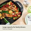 imagebella Make amp Take XL Electric Skillet Fitsanywhere kitchenware EverGood Ceramic Coating Adjustable Temperature amp DishwasherSafe Tempered Glass Lid Cast Aluminum Base 1200 Watt OatmilkCopper