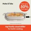 imagebella Make amp Take XL Electric Skillet Fitsanywhere kitchenware EverGood Ceramic Coating Adjustable Temperature amp DishwasherSafe Tempered Glass Lid Cast Aluminum Base 1200 Watt OatmilkOatmilk