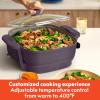 imagebella Make amp Take XL Electric Skillet Fitsanywhere kitchenware EverGood Ceramic Coating Adjustable Temperature amp DishwasherSafe Tempered Glass Lid Cast Aluminum Base 1200 Watt OatmilkPlum