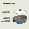 imagebella Make amp Take XL Electric Skillet Fitsanywhere kitchenware EverGood Ceramic Coating Adjustable Temperature amp DishwasherSafe Tempered Glass Lid Cast Aluminum Base 1200 Watt OatmilkSurf