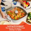 imagebella Make amp Take XL Electric Skillet Fitsanywhere kitchenware EverGood Ceramic Coating Adjustable Temperature amp DishwasherSafe Tempered Glass Lid Cast Aluminum Base 1200 Watt OatmilkOatmilk