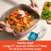 imagebella Make amp Take XL Electric Skillet Fitsanywhere kitchenware EverGood Ceramic Coating Adjustable Temperature amp DishwasherSafe Tempered Glass Lid Cast Aluminum Base 1200 Watt OatmilkBlossom