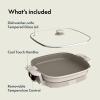 imagebella Make amp Take XL Electric Skillet Fitsanywhere kitchenware EverGood Ceramic Coating Adjustable Temperature amp DishwasherSafe Tempered Glass Lid Cast Aluminum Base 1200 Watt OatmilkOatmilk