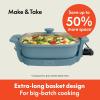 imagebella Make amp Take XL Electric Skillet Fitsanywhere kitchenware EverGood Ceramic Coating Adjustable Temperature amp DishwasherSafe Tempered Glass Lid Cast Aluminum Base 1200 Watt OatmilkSurf