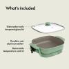 imagebella Make amp Take XL Electric Skillet Fitsanywhere kitchenware EverGood Ceramic Coating Adjustable Temperature amp DishwasherSafe Tempered Glass Lid Cast Aluminum Base 1200 Watt OatmilkSeaglass
