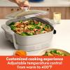imagebella Make amp Take XL Electric Skillet Fitsanywhere kitchenware EverGood Ceramic Coating Adjustable Temperature amp DishwasherSafe Tempered Glass Lid Cast Aluminum Base 1200 Watt OatmilkOatmilk