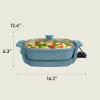 imagebella Make amp Take XL Electric Skillet Fitsanywhere kitchenware EverGood Ceramic Coating Adjustable Temperature amp DishwasherSafe Tempered Glass Lid Cast Aluminum Base 1200 Watt OatmilkSurf