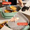 imagebella Make amp Take XL Electric Skillet Fitsanywhere kitchenware EverGood Ceramic Coating Adjustable Temperature amp DishwasherSafe Tempered Glass Lid Cast Aluminum Base 1200 Watt OatmilkSeaglass