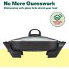 imagebella Make amp Take XL Electric Skillet Fitsanywhere kitchenware EverGood Ceramic Coating Adjustable Temperature amp DishwasherSafe Tempered Glass Lid Cast Aluminum Base 1200 Watt OatmilkBlack