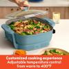 imagebella Make amp Take XL Electric Skillet Fitsanywhere kitchenware EverGood Ceramic Coating Adjustable Temperature amp DishwasherSafe Tempered Glass Lid Cast Aluminum Base 1200 Watt OatmilkSurf