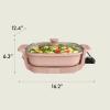 imagebella Make amp Take XL Electric Skillet Fitsanywhere kitchenware EverGood Ceramic Coating Adjustable Temperature amp DishwasherSafe Tempered Glass Lid Cast Aluminum Base 1200 Watt OatmilkBlossom