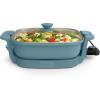 imagebella Make amp Take XL Electric Skillet Fitsanywhere kitchenware EverGood Ceramic Coating Adjustable Temperature amp DishwasherSafe Tempered Glass Lid Cast Aluminum Base 1200 Watt OatmilkSurf