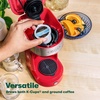 image:imageBELLA Dual Brew Single Serve Coffee Maker Brews both Kcup and Ground Coffee Large 14oz Capacity Easy One Touch Auto Shutoff BlackRed