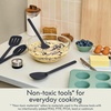 image:imagebella 5Piece Kitchen Tool Set with Magnetic Rack Silicone Turner Spoon Slotted Spoon Spatula Utensil Holder Magnetic Holder Nontoxic Foodgrade Heat safe to 425F Dishwasher Safe SlateOatmilk