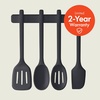 image:imagebella 5Piece Kitchen Tool Set with Magnetic Rack Silicone Turner Spoon Slotted Spoon Spatula Utensil Holder Magnetic Holder Nontoxic Foodgrade Heat safe to 425F Dishwasher Safe SlateSlate