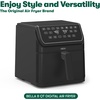 image:imagebella 8 Qt Digital Air Fryer with TurboCrisp Technology Large Family Size Nonstick Cooking Basket and Crisping Tray Multiple Preset Functions Auto Shutoff Silver 1750 WattBlack