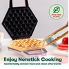 image:imagebella Bubble Waffle Maker for Hong Kong Style Breakfast Dessert 9 Waffles Keto Chaffles Iron with Nonstick PFOA Free Iron Plates for Easy Cleaning and Food Release Cone Rack Included WhitePink