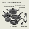image:imagebella Cookware Set with Glass Lids with Nonstick PFOA Free and Scratch Resistant Surface Aluminum Bakeware Pots and Pans Storage Bowls amp Utensils Compatible with All Stovetops 21 Piece GrayBlack