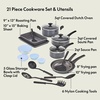 image:imagebella Cookware Set with Glass Lids with Nonstick PFOA Free and Scratch Resistant Surface Aluminum Bakeware Pots and Pans Storage Bowls amp Utensils Compatible with All Stovetops 21 Piece GrayBlack