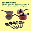 image:imagebella Cookware Set with Glass Lids with Nonstick PFOA Free and Scratch Resistant Surface Aluminum Bakeware Pots and Pans Storage Bowls amp Utensils Compatible with All Stovetops 21 Piece GrayRed