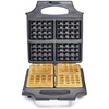 image:imagebella Waffle Iron  4 Square Belgian Waffle Maker Nonstick Extra Large Plates for Easy Cleanup  Compact Design Stainless Steel Black 1400W4 Slice