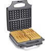 image:imagebella Waffle Iron  4 Square Belgian Waffle Maker Nonstick Extra Large Plates for Easy Cleanup  Compact Design Stainless Steel Black 1400W4 Slice