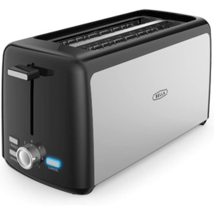 image:imageBELLA 4 Slice Toaster Long Slot amp Removable Crumb Tray  7 Shading Options with Auto Shut Off Cancel amp Reheat Button  Toast Bread amp Bagel SageStainless Steel  Black