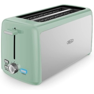 image:imageBELLA 4 Slice Toaster Long Slot amp Removable Crumb Tray  7 Shading Options with Auto Shut Off Cancel amp Reheat Button  Toast Bread amp Bagel SageStainless Steel  Sage