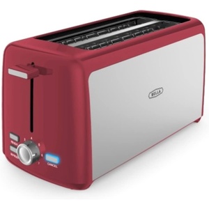 image:imageBELLA 4 Slice Toaster Long Slot amp Removable Crumb Tray  7 Shading Options with Auto Shut Off Cancel amp Reheat Button  Toast Bread amp Bagel SageStainless Steel  Red