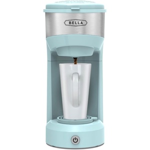 image:imageBELLA Dual Brew Single Serve Coffee Maker Brews both Kcup and Ground Coffee Large 14oz Capacity Easy One Touch Auto Shutoff BlackAqua