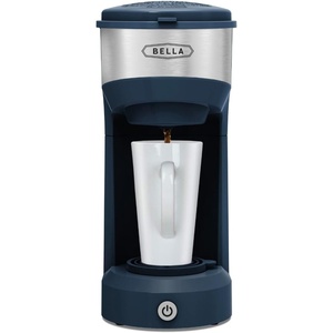 image:imageBELLA Dual Brew Single Serve Coffee Maker Brews both Kcup and Ground Coffee Large 14oz Capacity Easy One Touch Auto Shutoff BlackBlue