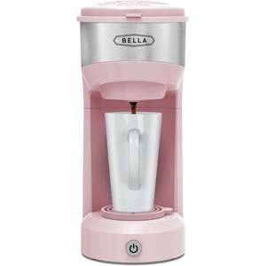 image:imageBELLA Dual Brew Single Serve Coffee Maker Brews both Kcup and Ground Coffee Large 14oz Capacity Easy One Touch Auto Shutoff BlackPink