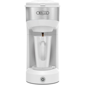 image:imageBELLA Dual Brew Single Serve Coffee Maker Brews both Kcup and Ground Coffee Large 14oz Capacity Easy One Touch Auto Shutoff BlackWhite