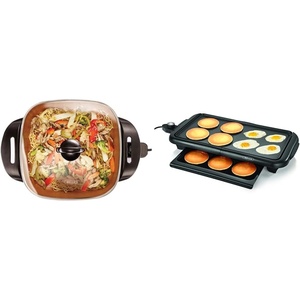 image:imageBELLA Electric Skillet Frying Pan Griddle and Warming Tray Bundle  Nonstick Copper Titanium Coating Adjustable Temperature Dishwasher Safe