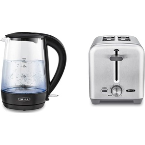 image:imageBELLA Glass Electric Kettle  Stainless Steel 2 Slice ToasterBlack