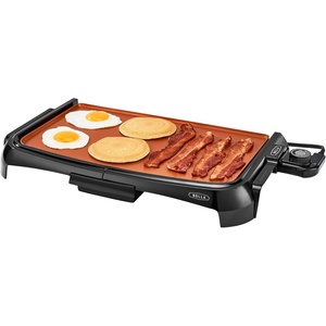 image:imageBELLA Griddle Ceramic Copper TI HealthyEco Nonstick Coating HassleFree Clean Up Large Submersible Cooking Surface 10 x 16 CopperBlack