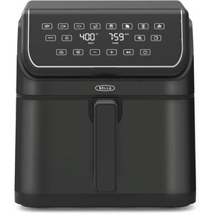 image:imagebella 8 Qt Digital Air Fryer with TurboCrisp Technology Large Family Size Nonstick Cooking Basket and Crisping Tray Multiple Preset Functions Auto Shutoff Silver 1750 WattBlack
